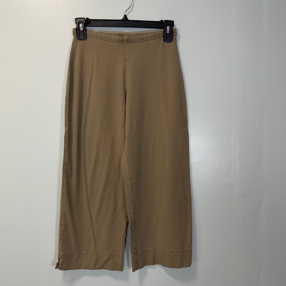 J. Jill Stretch XSP Petite Tan Wide Leg Crop Pants Elastic Waist RN 97641